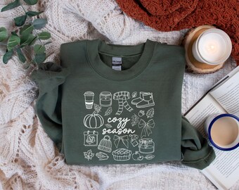 Cozy Season Sweatshirt, Retro Fall Sweatshirt, Get Cozy Sweatshirt, Womens Fall Sweater, Fall Graphic Tee, Women Fall Shirt, Sweater Weather