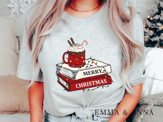 Christmas Shirts for Women, Christmas Book Shirt, Book Lover Gift, Merry Christmas Shirt, Bookish Shirt, Book Merch, Holiday Tee