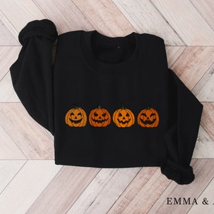 Pumpkin Sweatshirt, Pumpkin Sweater, Jack-o-Lantern Sweatshirt, Halloween Crewneck Sweatshirt, Halloween Sweater, Spooky Season, Fall Shirts Black