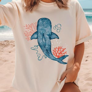 Comfort Colors® Whale Shark Tshirt, Whale Shirt, Vacation Beach Shirt, Shark Shirt, Beachy Tee, Summer T-shirt, Ocean Shirt, Coconut Girl