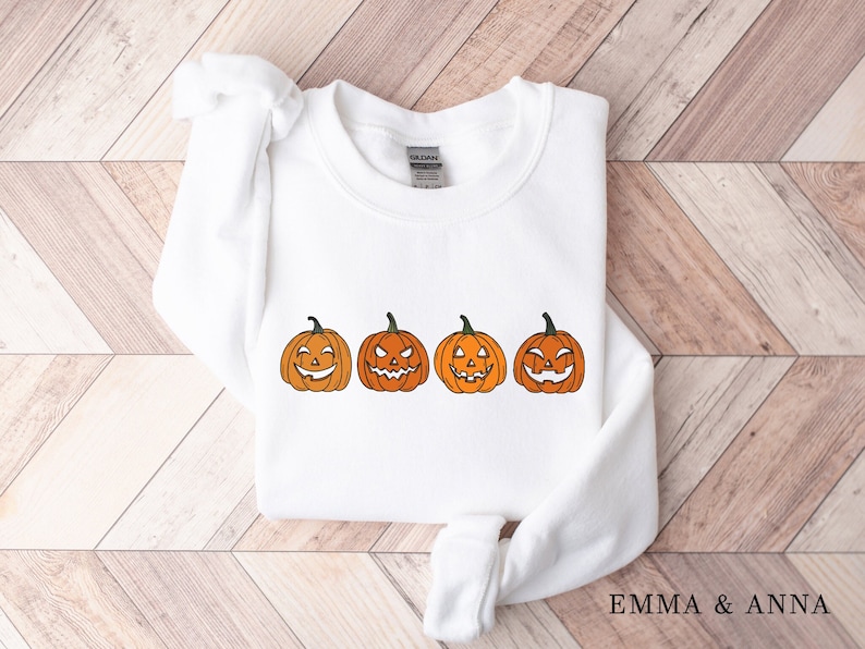 Pumpkin Sweatshirt, Pumpkin Sweater, Jack-o-Lantern Sweatshirt, Halloween Crewneck Sweatshirt, Halloween Sweater, Spooky Season, Fall Shirts White