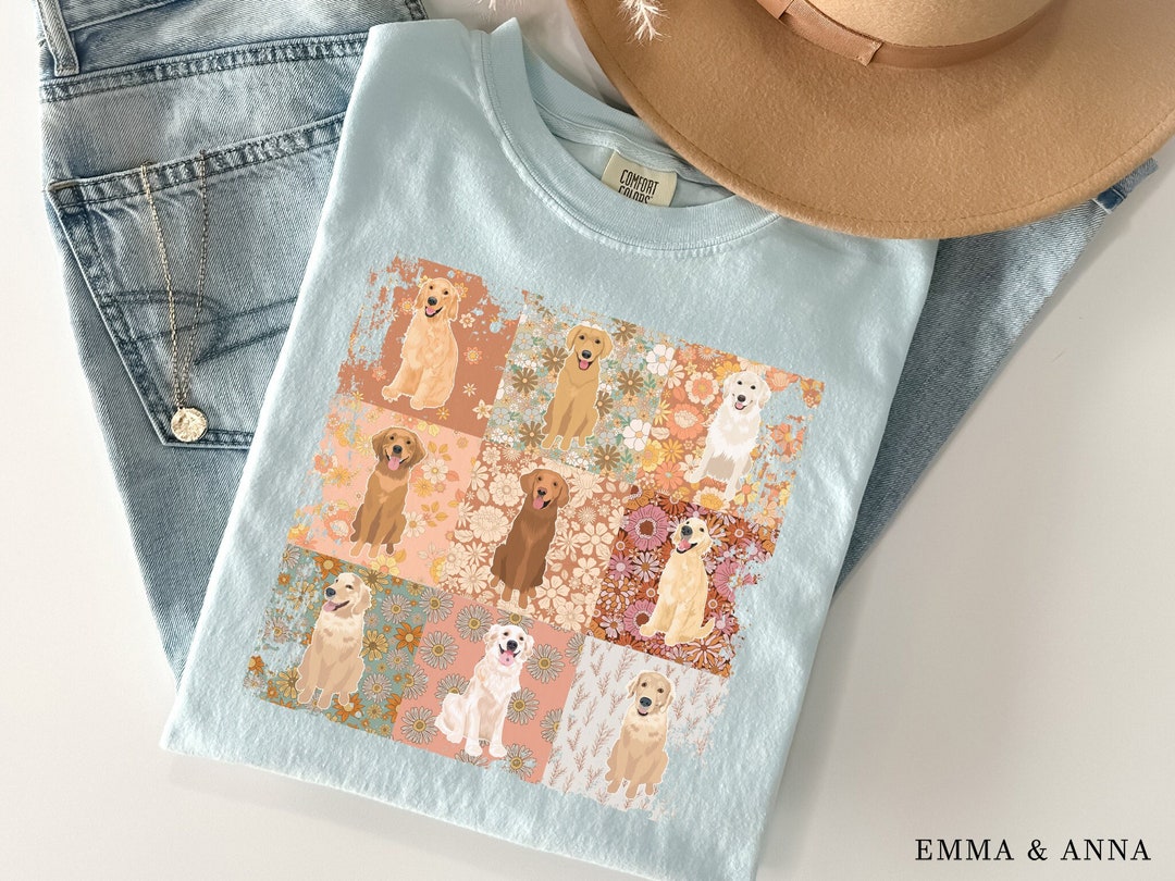 Golden Retriever Cottagecore T-shirt, Floral Golden Retriever Shirt ...
