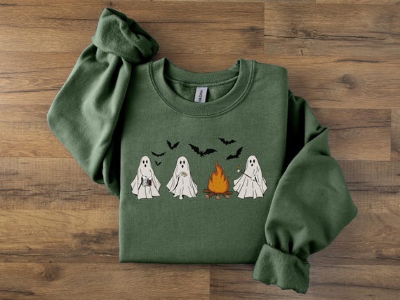Halloween Ghost Sweatshirt, Fall Camping Ghost Shirt, Spooky Season Gift, Cute Ghost Sweater, Cozy Fall Sweatshirt, Halloween Crewneck