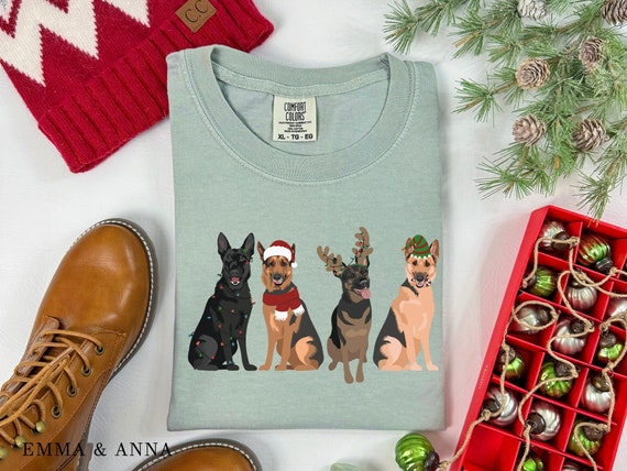 Santa German Shepherd Reindeer Light Christmas Gifts T-Shirt Santa German Shepherd Reindeer Light Christmas Gifts T-Shirt