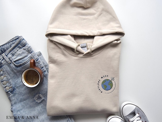 Embroidered Airplane Hoodie, Airplane Mode Sweatshirt, Travel Hoodie, Airplane Shirt, Aviation Gift, Vacation Sweatshirt, Gift for Pilot