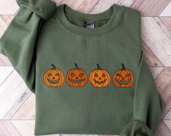 Pumpkin Sweatshirt, Pumpkin Sweater, Jack-o-Lantern Sweatshirt, Halloween Crewneck Sweatshirt, Halloween Sweater, Spooky Season, Fall Shirts