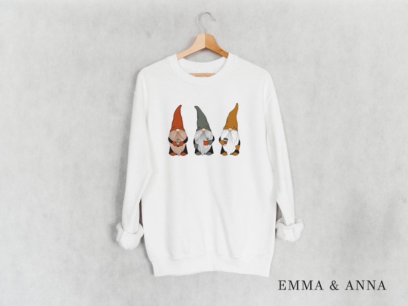 Women Gnome Sweatshirt Coffee 