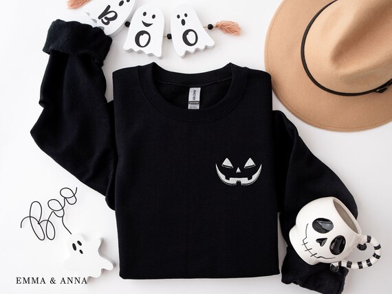 Embroidered Halloween Sweatshirt, Pumpkin Sweatshirt, Halloween Sweater, Fall Sweatshirt, Halloween Gift, Jack-o-Lantern Shirt,Spooky Season