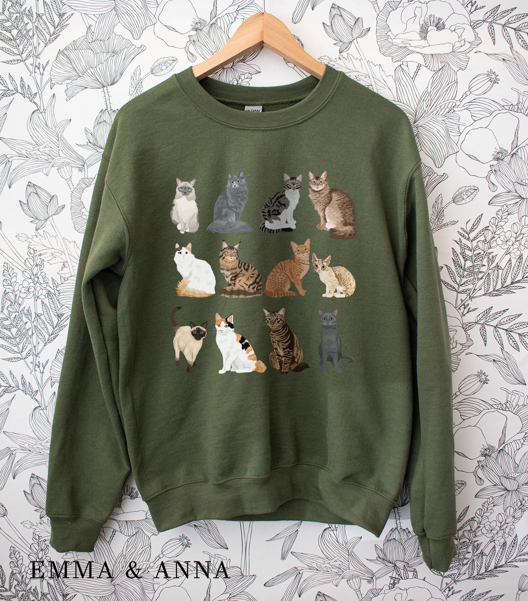 Cat Sweatshirt, Cat Sweater, Cat Crewneck Sweatshirt, Cat Shirt, Cat Mom Gift, Cat Lover Gift