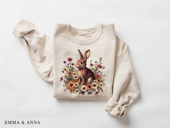 Easter Sweatshirt, Womens Easter Shirt, Rabbit Sweatshirt, Bunny Sweatshirt, Easter Sweater, Easter Gift, Happy Easter Shirt, Rabbit Shirt