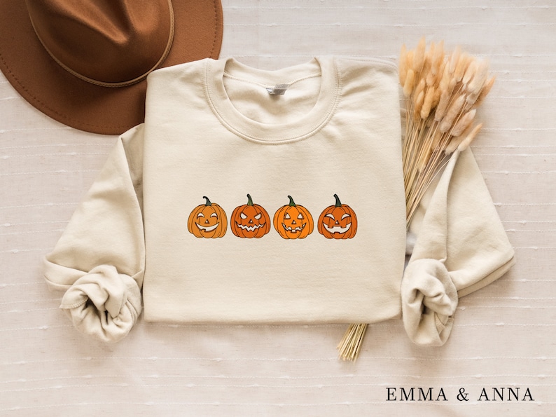 Pumpkin Sweatshirt, Pumpkin Sweater, Jack-o-Lantern Sweatshirt, Halloween Crewneck Sweatshirt, Halloween Sweater, Spooky Season, Fall Shirts Sand