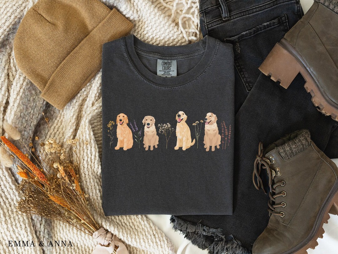 Cottagecore Golden Retriever Shirt, Floral Golden Retriever Tshirt ...