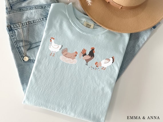 Boho Chicken Shirt, Comfort Colors, Backyard Chickens Tee, Farm Animal Shirt, Cottagecore Clothing, Chicken Lover Gift, Crazy Chicken Lady