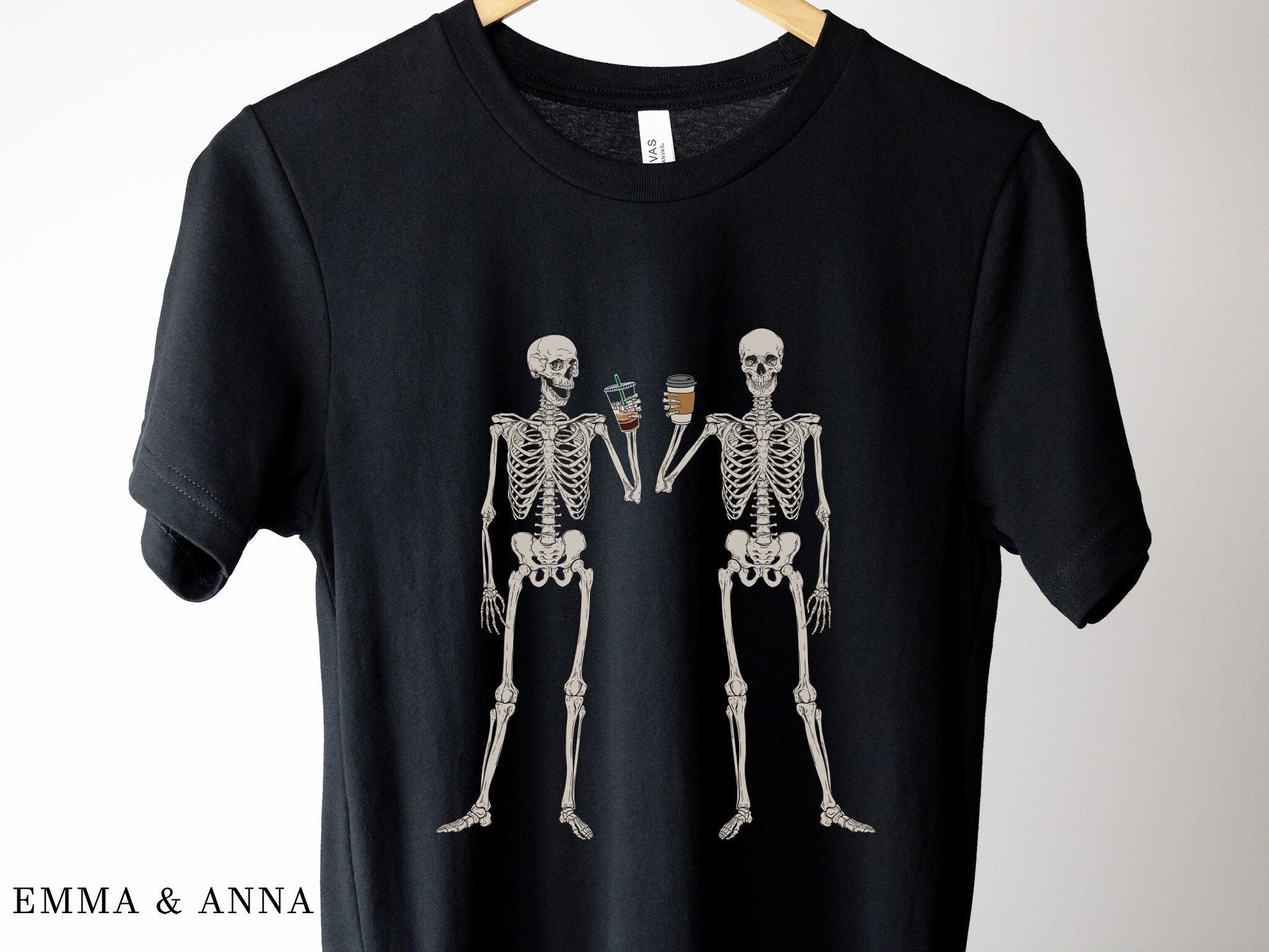 Skeleton Drinking Coffee Shirt Skeleton Shirt Halloween | Etsy