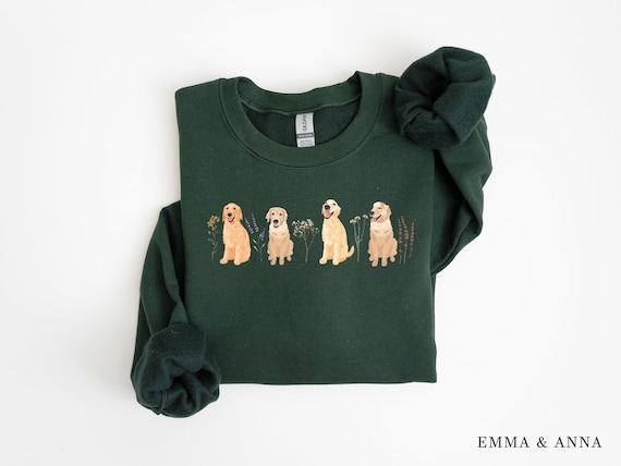 Floral Golden Retriever Sweatshirt, Cottagecore Golden Retriever Sweater, Dog Lover Gift, Dog Mom Shirt, Golden Mama Shirt, Dog Owner Gift