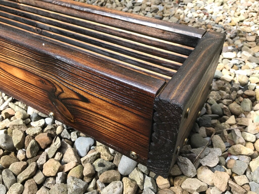 Wooden Trough Herb Planters, Yakisugi Stylemainland U.K. Delivery Only