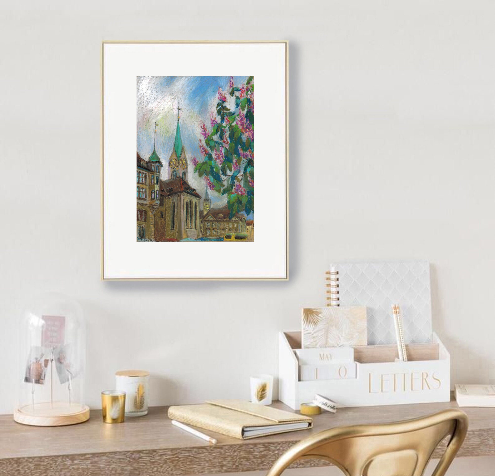 Blühendes Zürich im Frühling Schweiz Original Öl Pastell Etsy