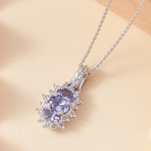AAA Natural Tanzanite Oval Shape Pendent Necklace in Sterling Silver for women, Tanzanite Necklace, Tanzanite Jewelery, Anniversary Gift her