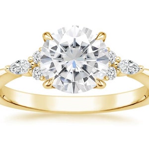 Forever One Moissanite Female Ring In Yellow Gold Silver, Moissanite Wedding Ring, Moissanite Engagement Ring, Moissanite Ring, Gift Ring
