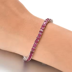 Handmade Ashar Cut Ruby Bracelet – Real Ruby Jewelry, July Birthstone Gold Dainty Bracelet, Anniversary Gift, Line Bracelet gift for her.