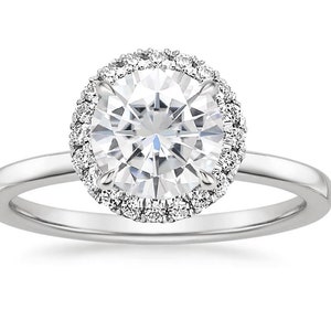Forever One Moissanite Female Ring In Sterling Silver, Moissanite Ring, Halo Ring, Moissanite Wedding Ring, Moissanite Engagement Ring, Gift