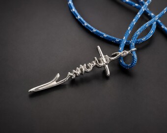Silver Necklace – 'God is With Me' Persian Calligraphy Pendant | Handmade Farsi Typography Jewelry