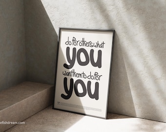 The Golden Rule Print | "Do For Others" Bible Verse Wall Art | Matthew 7:12 Scripture Poster | Sunday School Gift