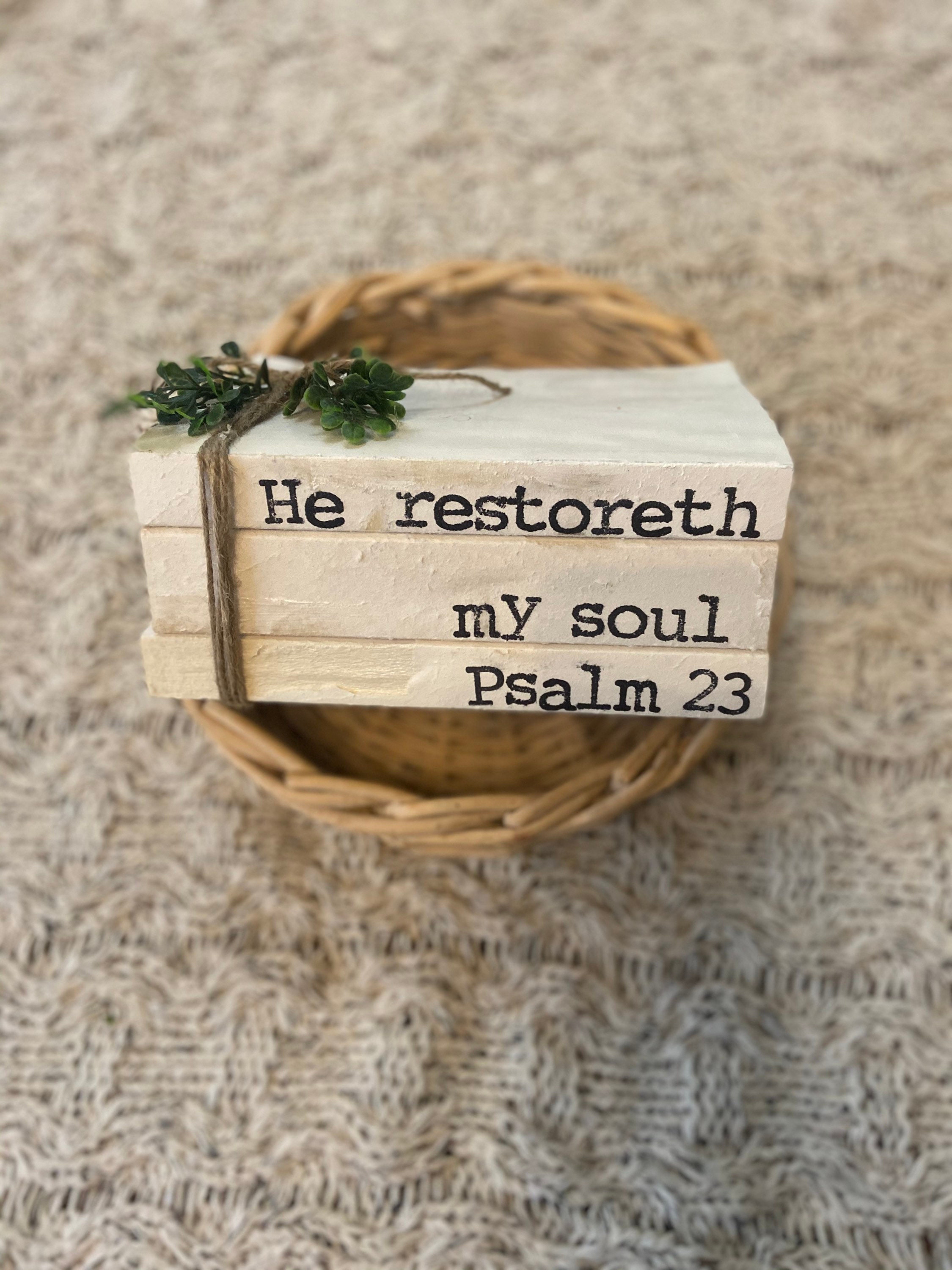 psalm-23-gifts-book-stack-decor-hand-stamped-etsy