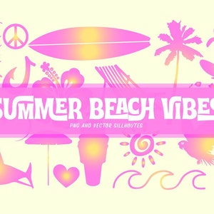 Summer beach vibes VECTOR, PNG, SVG, 2000s beach coconut surfer girl airbrush aesthetic