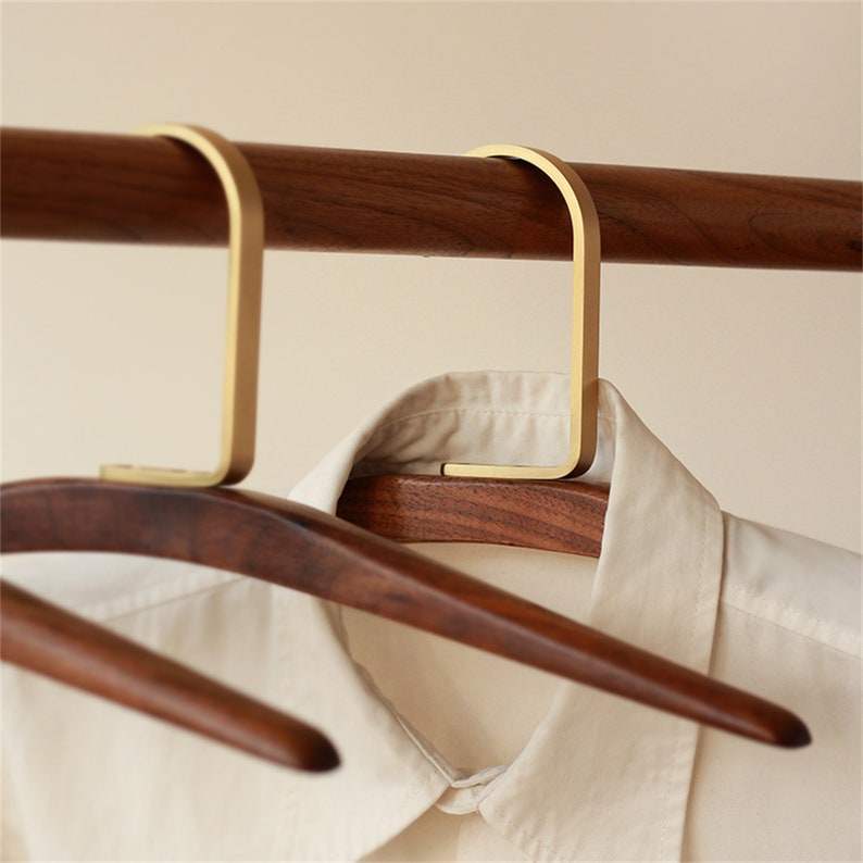 Solid wood brass hangers, black walnut hangers, non-slip hangers, bedroom hangers, suspension hangers, clothes hangers, housewarming gifts image 2