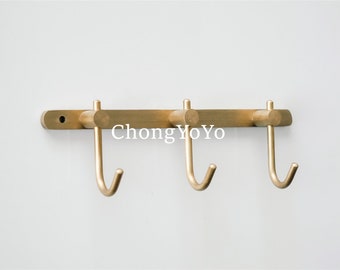 Solid Brass towel bar, kitchen hook, entryway storage bar, bedroom hook, bathroom shelf, wall hanging, minimalist hook