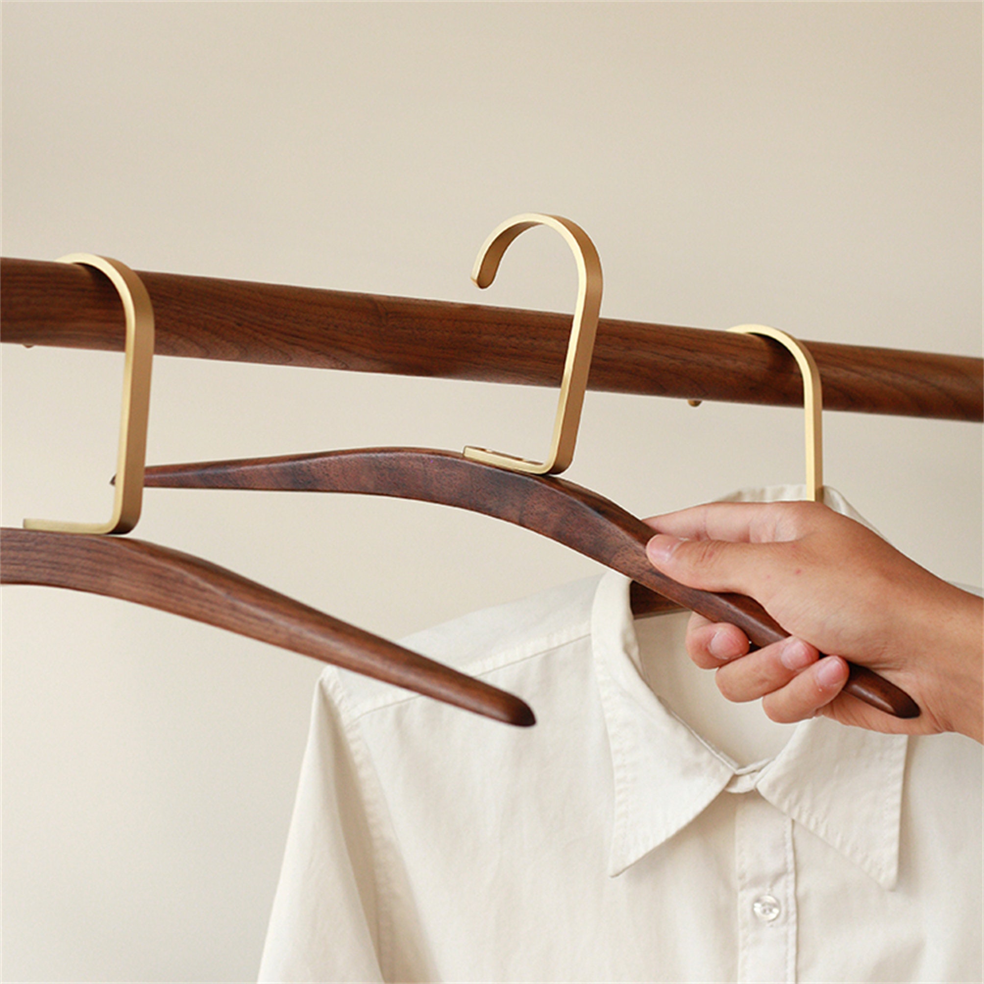 Solid Wood Brass Hangers Black Walnut Hangers Nonslip Etsy