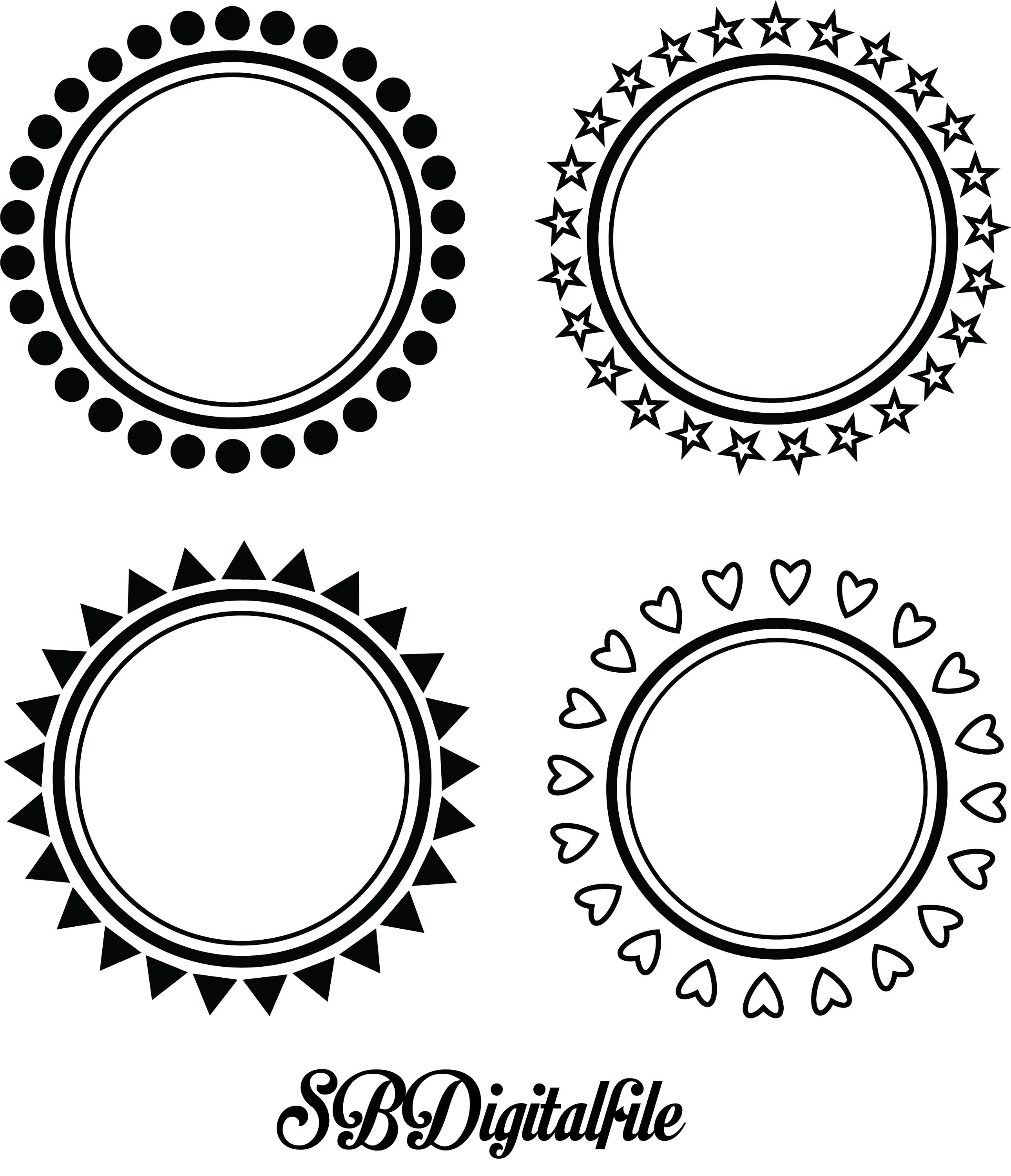 Circles SVG, DXF, EPS Circle Monogram Frames, Clip Art, Cutting Files, Personal Commercial Use, instant download.