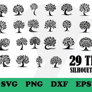 TREE SILHOUETTE SVG Bundle, Tree Cut Files for Cricut, Forest Svg Files, Tree Clipart