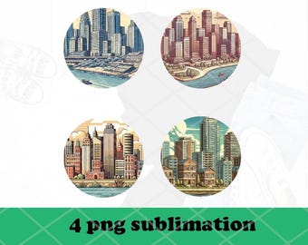 Vintage building circle clipart, transparent PNG set, digital download. Commercial and personal use
