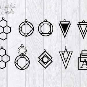 10 Geometric Wood / Acrylic Earring Pendant Templates Vector Digital SVG DXF EPS Jewelry Files Cricut.