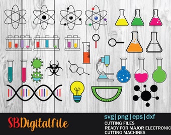 Science / chemistry icons bundle - SVG, PNG, EPS - Commercial Use - Transparent Background - 29 unique designs - Ready to Cut - Science icon