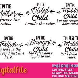 Familienregeln SVG Bundle, Familien Shirts Iron On, Familie SVG, 4 Geschwister, Geschwister Zitat, Cricut Druckbares Digitales Shirt, Cut File, Silhouette