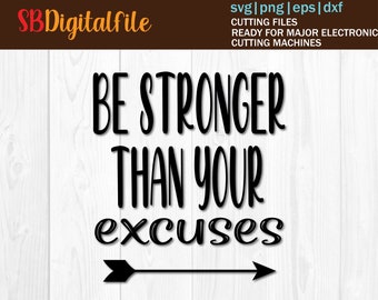 Gym, Workout Motivational Printable Wall Decor, Fitness Poster, Exercise Quote - Be stronger than your excuses - Instant Digital Download