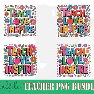 Teach Love Inspire Png, Boho Teacher Floral Png, Retro Teacher Png, Teacher Gift Png, Teacher Sublimation, Teacher Shirt Png, Back to School