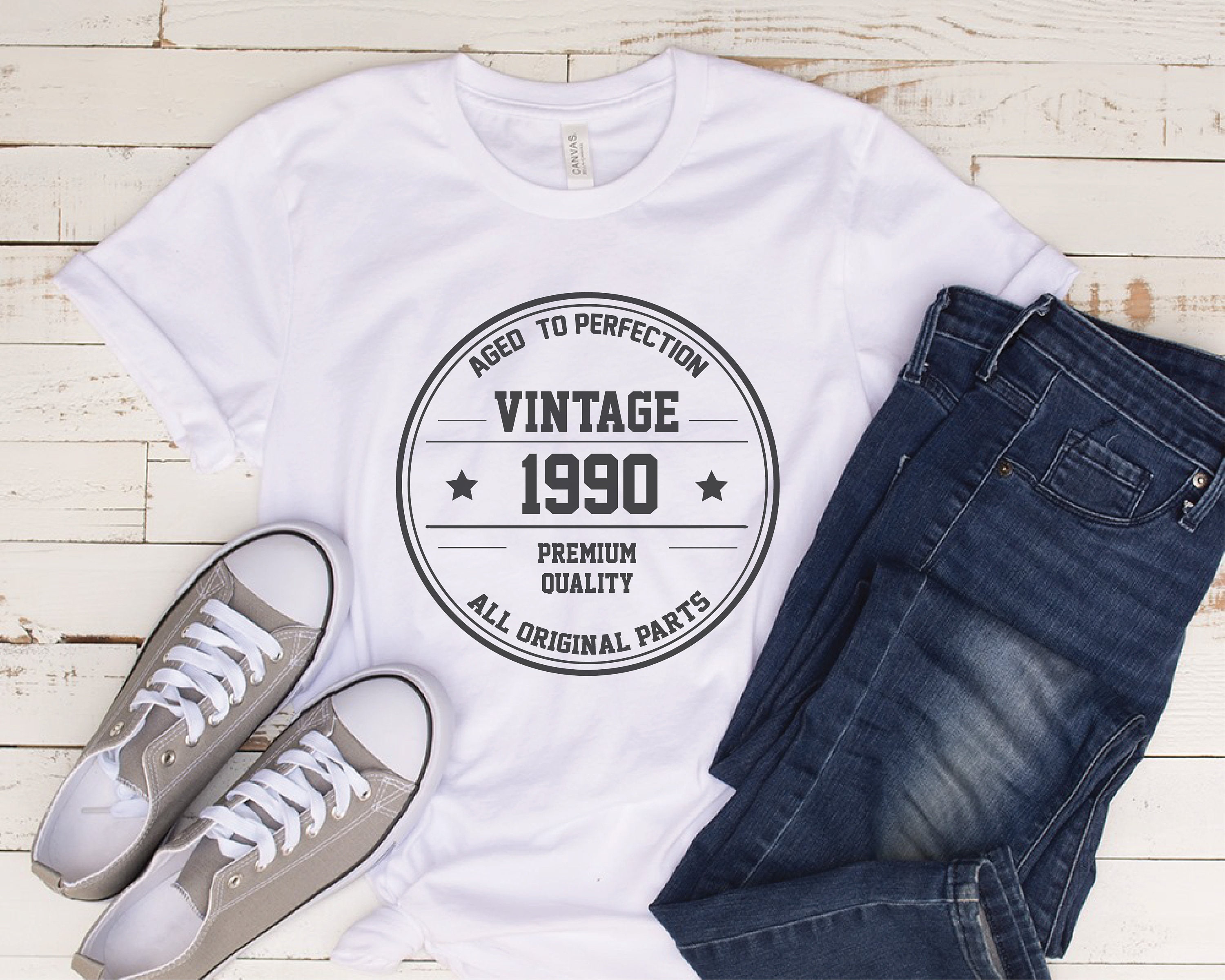 Vintage 1990 SVG PNG DXF 30th Birthday Svg Vintage Svg Happy