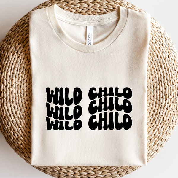 Wild Child Svg Png Eps, Toddler Svg, Baby Suit Svg New Born Svg, Wildling cut file, Wavy Stacked Svg, For Cricut, Shirt etc.