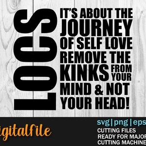 Locs Self Love - Remove The Kinks From Your Mind Dreadlocks Quote SVG Cricut or Silhouette Cut File