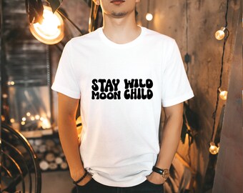 Stay Wild Moon Child SVG , Feminist Svg, Inspirational Quote Svg, Mama Svg, Minimalist Svg, Trendy Svg, Boho Svg, Svg Cut, Wavy Letters Svg