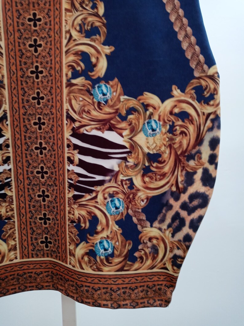 brazilian lycra strech dress versace looks like one blue golden size standard
