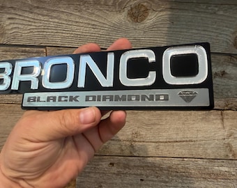 Throwback BR0NC0 Black Diamond Chrome/Black/Silver Fender Badges, Acrylic Badges ,Emblems