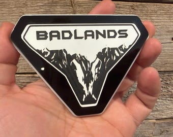 Badlands White on Black Acrylic Fender Badge Emblem