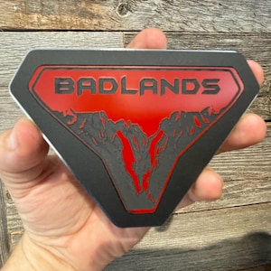 NEW &quot;Badlands&quot; Crimson On Black On Silver, Fender Badges, Acrylic Badges , New body style Emblems