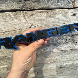 New "RANGER" Raptor Font Gloss Black On Blue (5051) Acrylic Emblem