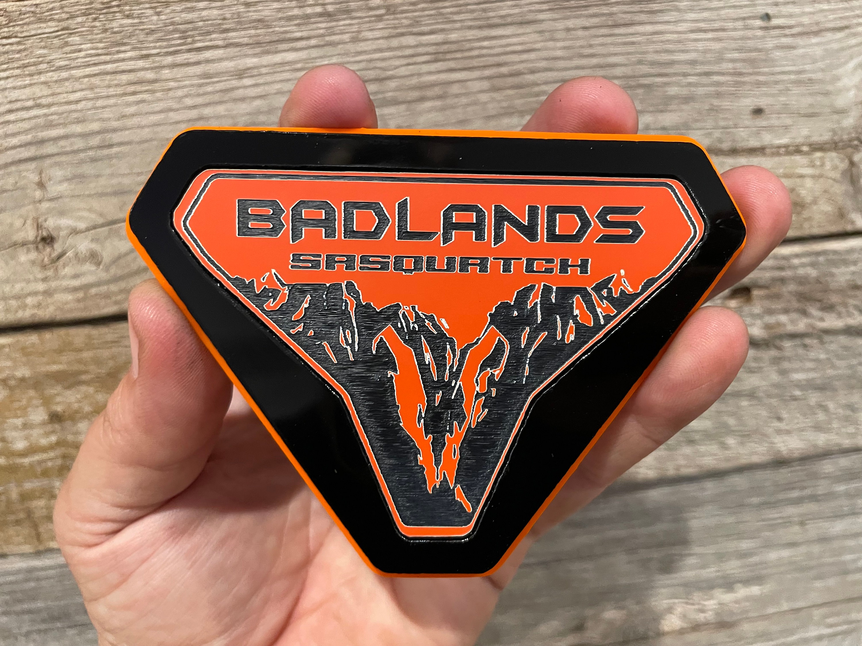 Badlands Sasquatch Orange & Black Acrylic Fender Badge - Etsy